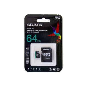 Micro SDXC карта ADATA Premier Pro 64GB UHS-I U3 Class 10 (V30)